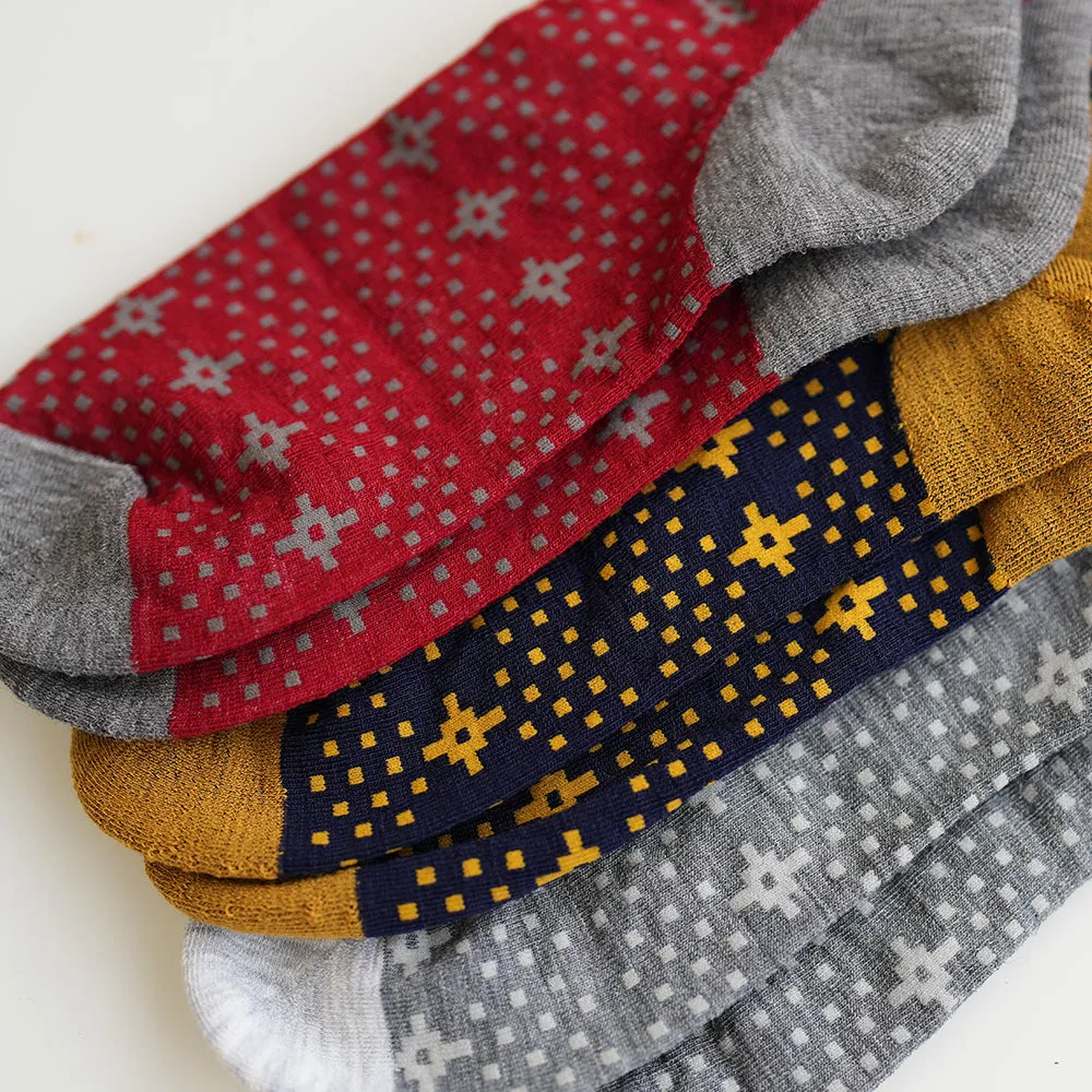 Merino Blend Festive Socks (3 Pack - Navy/Smoke/Red)