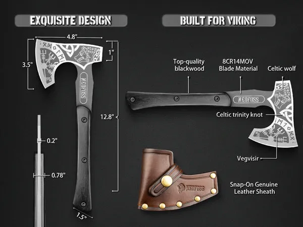 Nedfoss Berserker Tomahawk, Full Viking Axe  Nordic Valhalla Vikings Bearded Axe