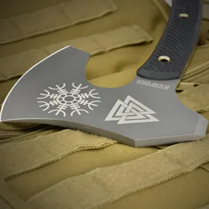 Nedfoss Vikings Tactical Tomahawk,4.3"Full Tang Berserker Blade Axe with G10 Handle and Leather Sheath