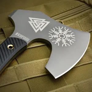 Nedfoss Vikings Tactical Tomahawk,4.3"Full Tang Berserker Blade Axe with G10 Handle and Leather Sheath