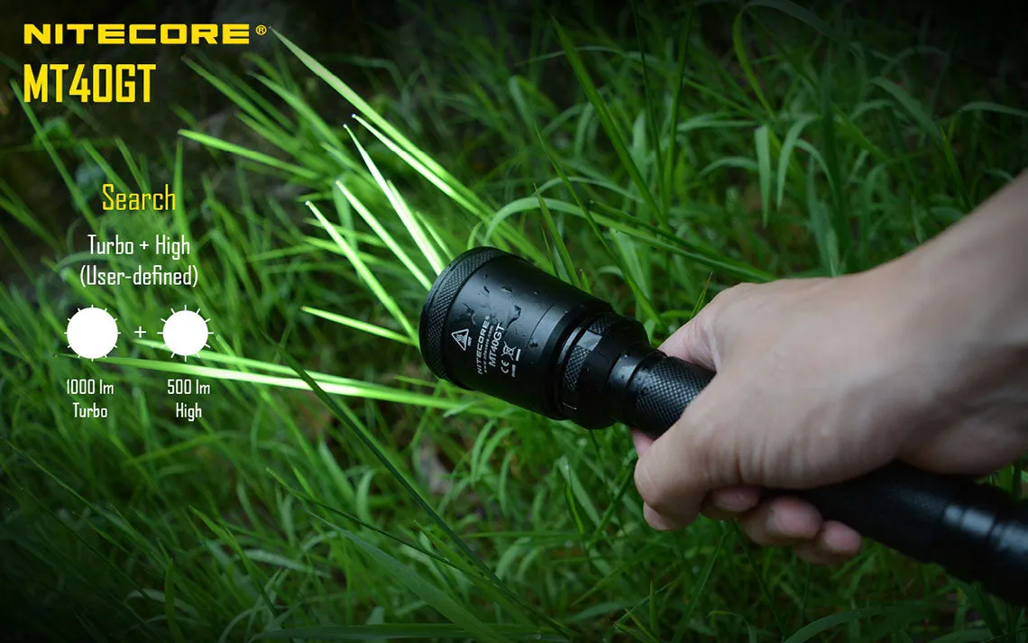 Nitecore MT40GT Flashlight with 1000 Lumens Brightness, Powered by Cree XP-L HI V3 LED Technology