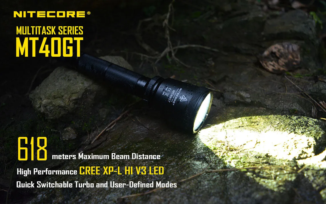 Nitecore MT40GT Flashlight with 1000 Lumens Brightness, Powered by Cree XP-L HI V3 LED Technology