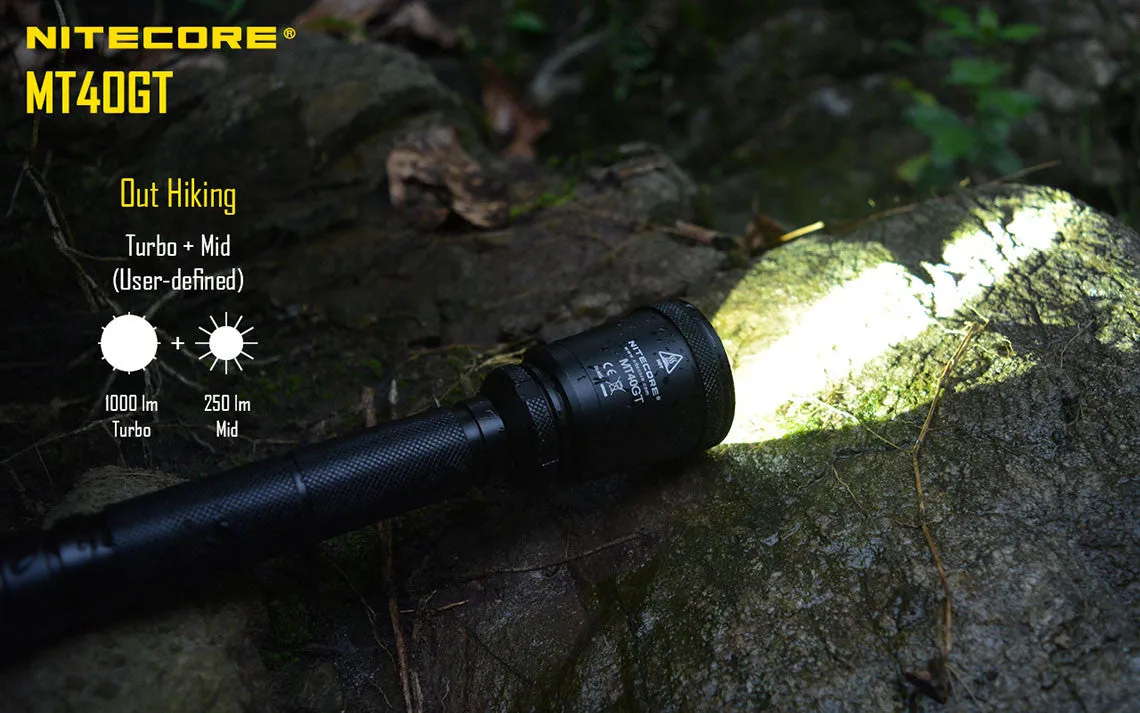 Nitecore MT40GT Flashlight with 1000 Lumens Brightness, Powered by Cree XP-L HI V3 LED Technology