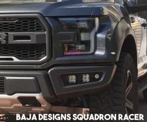 Offroad Alliance - Triple Bezel Fog Light Kit w/ Baja Designs Squadron Racer Lights  - 2017-2020 Raptor