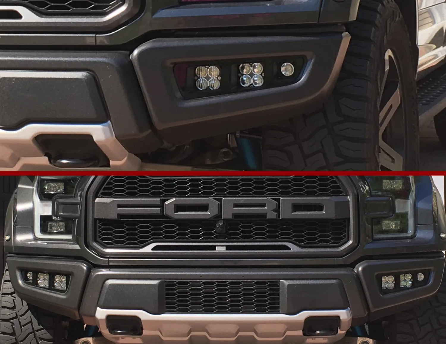 Offroad Alliance - Triple Bezel Fog Light Kit w/ Baja Designs Squadron Racer Lights  - 2017-2020 Raptor