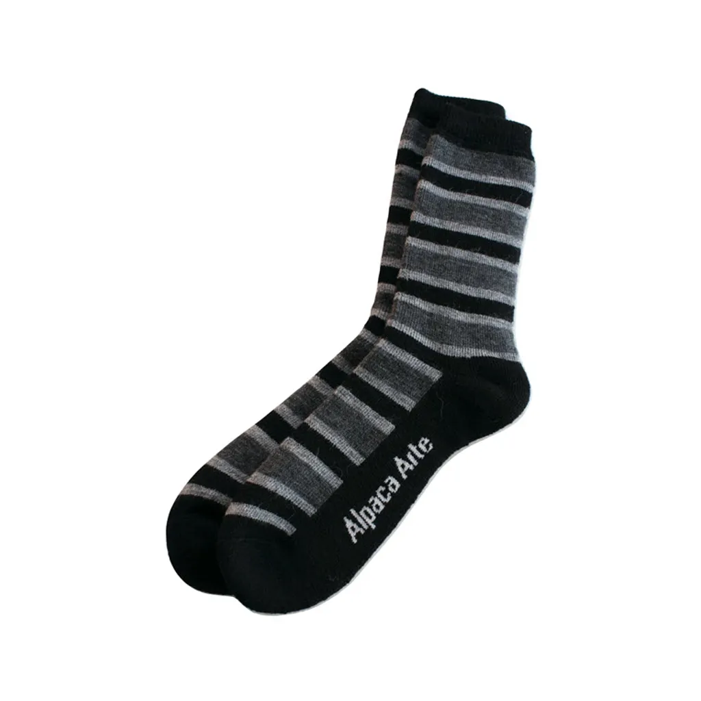 Original Stripe Alpaca Crew Socks - Unisex  - Black - Medium