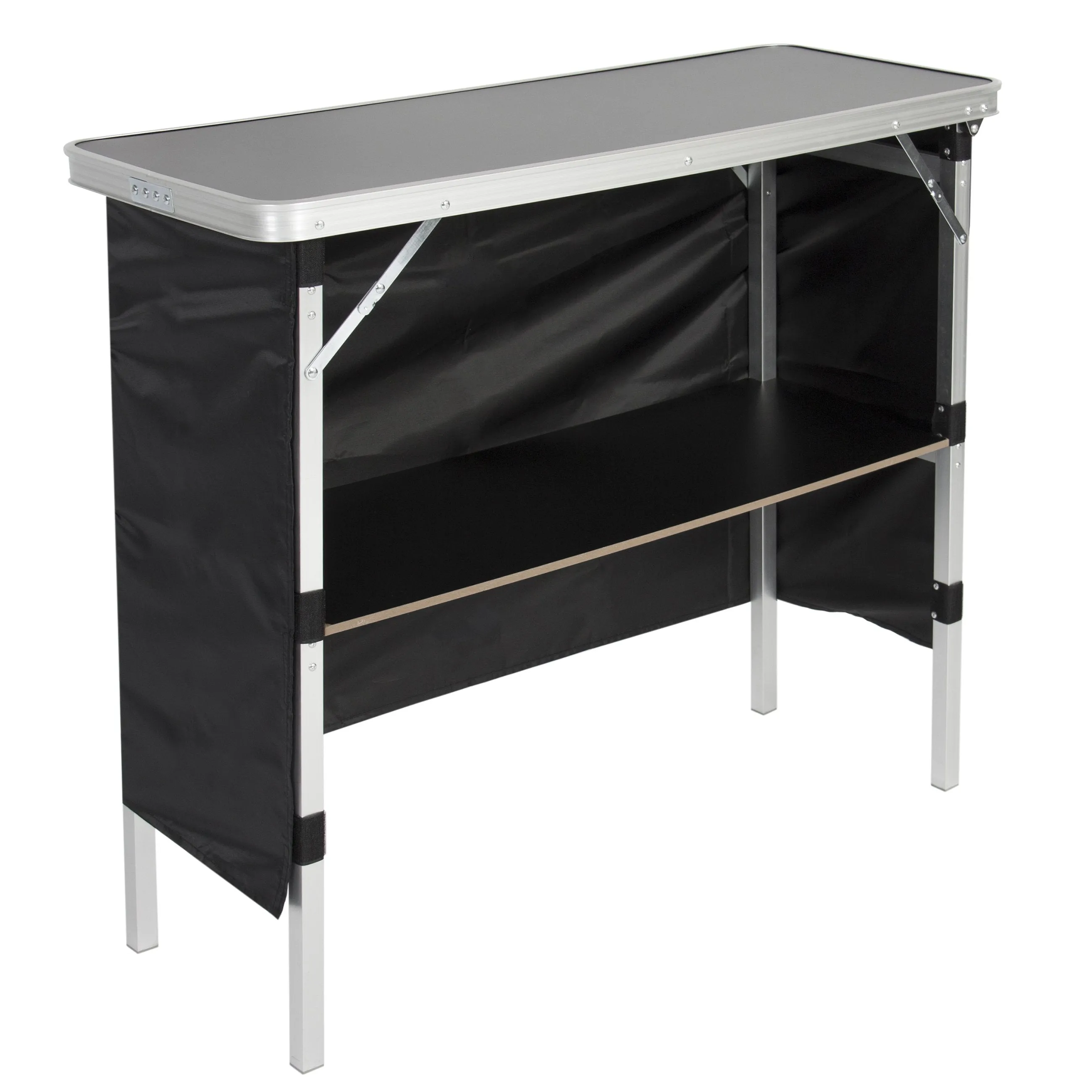 Portable Pop-Up Bar Table w/ Carrying Case, Removable Skirt - Black