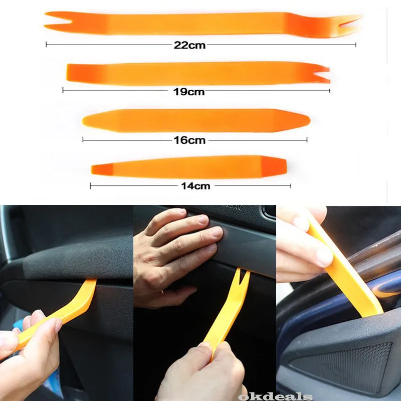 RERAS 4pcs Auto Car Radio Panel Door Clip Panel Trim Dash Audio Removal Installer Pry Repair Tool Portable Practical