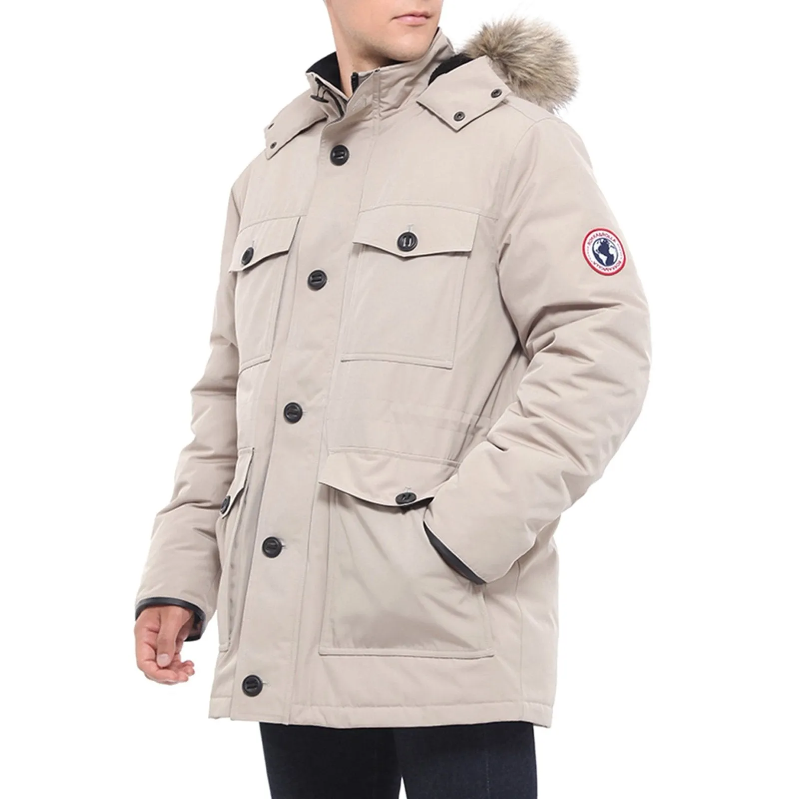 Rokka&Rolla Men's Parka Warm Winter Coat with Faux Fur Hood Jacket