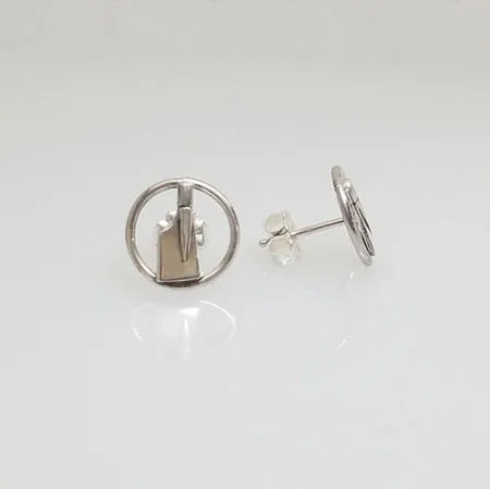 Rowing Open Circle with Rowing Hatchets Post Earrings made by Rubini Jewelers.