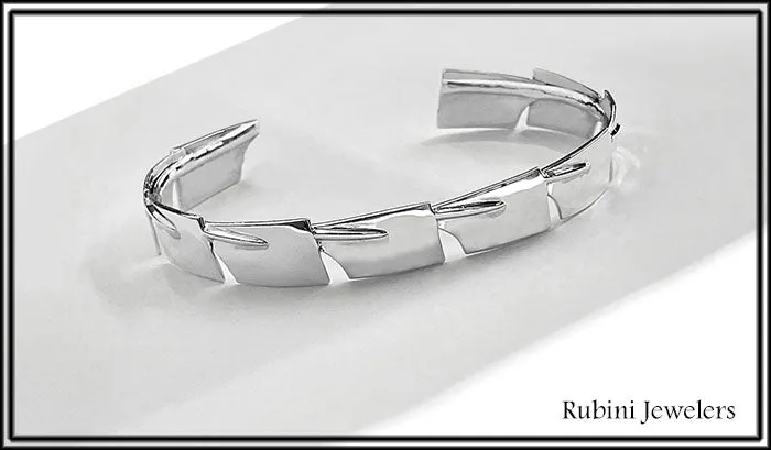 Silver Repeating Medium Rowing Hatchets Men's Cuff Bracelet