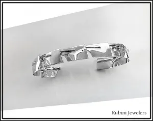 Silver Repeating Medium Rowing Hatchets Men's Cuff Bracelet