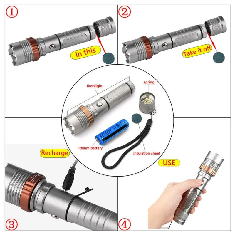 SMAXElite™ Powerful Rechargeable LED Zoom Flashlight: Police-Grade, 5 Modes, Waterproof