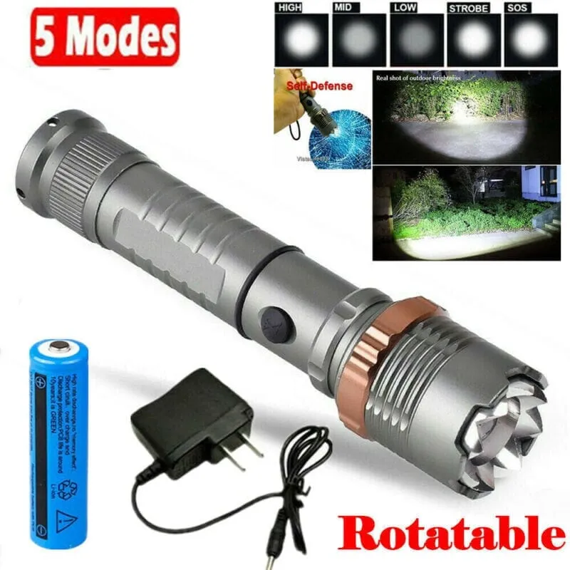 SMAXElite™ Powerful Rechargeable LED Zoom Flashlight: Police-Grade, 5 Modes, Waterproof