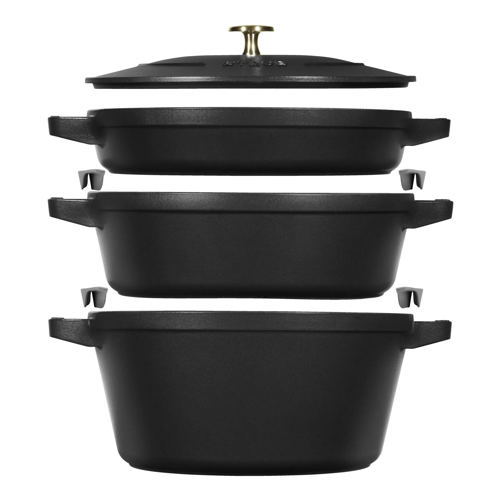 Staub La Cocotte Stackable 4-Piece Cast Iron Set 10-inch Black