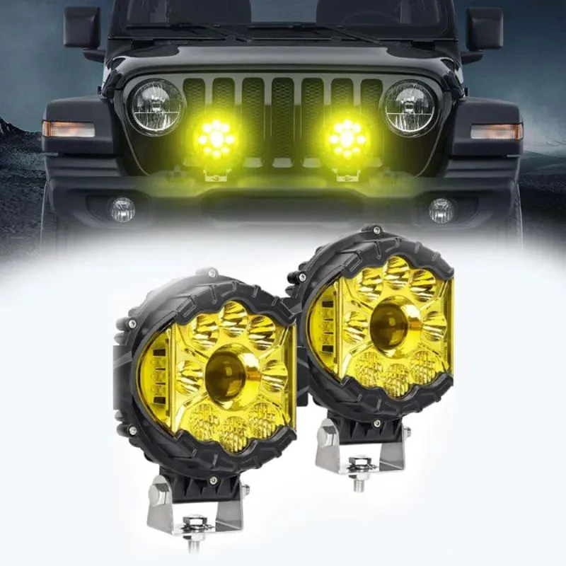 Suparee 7 Inch Work Light 90W Yellow LED Pods for Truck Jeep SUV Off-Road