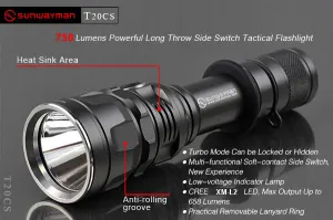 T20CS NEW XM-L2 Long Throw Side Switch Flashlight