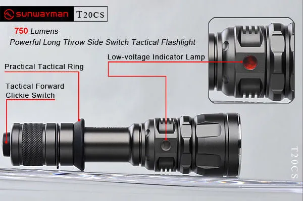 T20CS NEW XM-L2 Long Throw Side Switch Flashlight