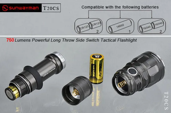 T20CS NEW XM-L2 Long Throw Side Switch Flashlight