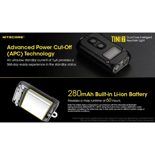 TINI 2 500 Lumen USB-C Rechargeable Keychain Flashlight by Nitecore