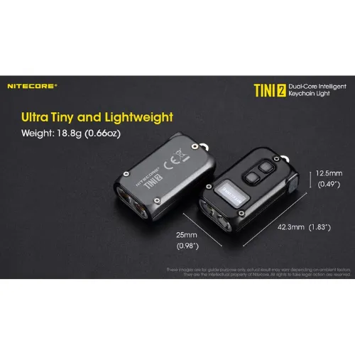 TINI 2 500 Lumen USB-C Rechargeable Keychain Flashlight by Nitecore